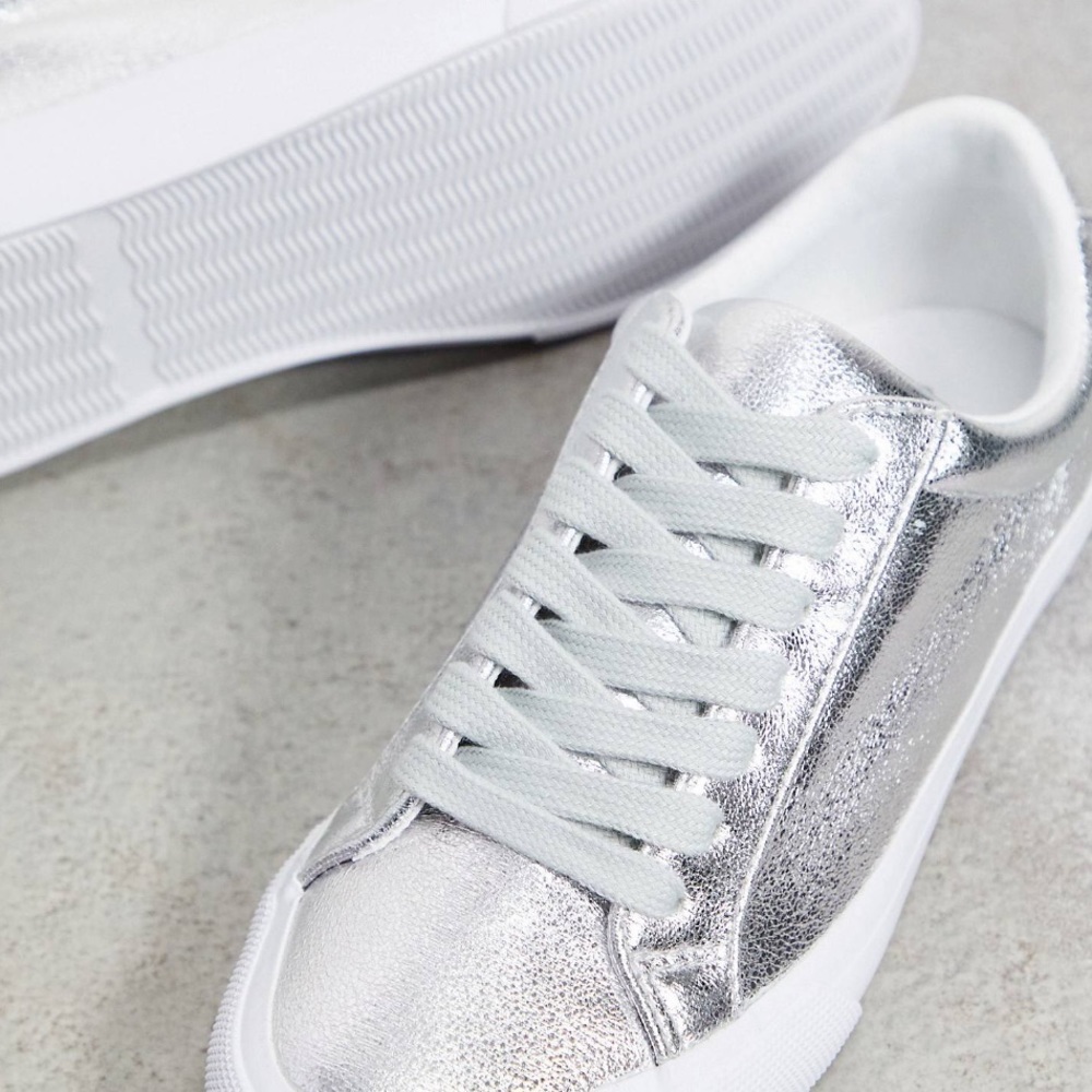 NEW ASOS silver Demi trainer sneakers